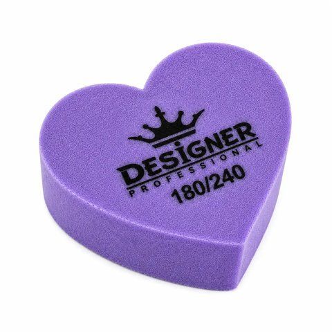 Nail Buff Heart Mini Purple (Фіолетовий) 180/240 грит - Дизайнер баф у формі сердечка 007371 фото
