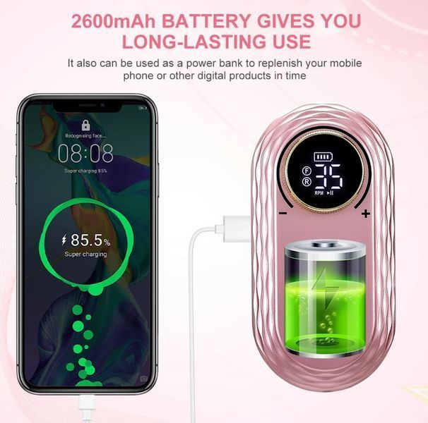 Фрезер JF-603 на 35W - 35000 об/мин (розовый) маникюрный на аккумуляторе 2600 mAh для снятия материала и обработки кутикулы 006666 фото