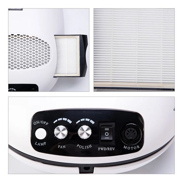 Фрезер-витяжка SG708 3в1 на 20W - 35000 об/хв (біла) + лампа для манікюру та педикюру 000749 фото