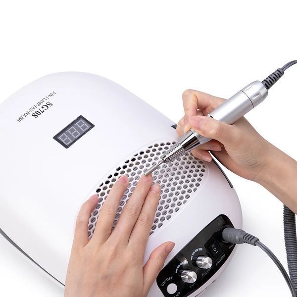 Фрезер-витяжка SG708 3в1 на 20W - 35000 об/хв (біла) + лампа для манікюру та педикюру 000749 фото
