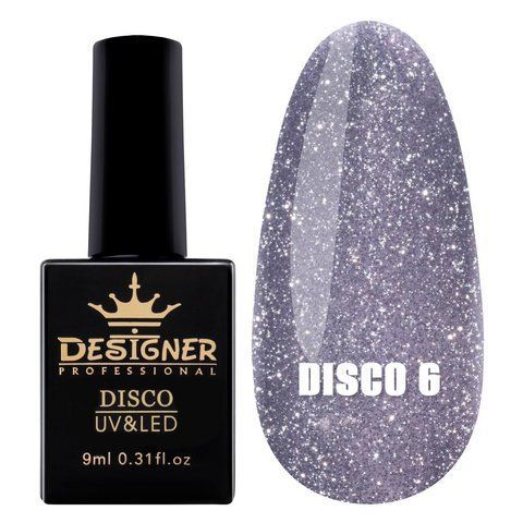 Гель-лак для ногтей Дизайнер Disco Gel Polish светоотражающий №6 9 мл (графитовый) 002350 фото