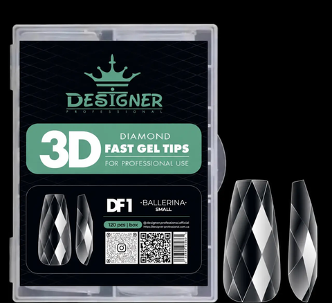 Гелеві типси (120шт), Дизайнер 3D Diamond Fast Gel Tips DF1 Ballerina small для нарощування нігтів 008614 фото