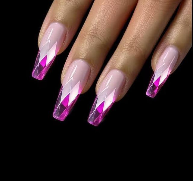 Гелеві типси (120шт), Дизайнер 3D Diamond Fast Gel Tips DF2 Ballerina medium для нарощування нігтів 008615 фото