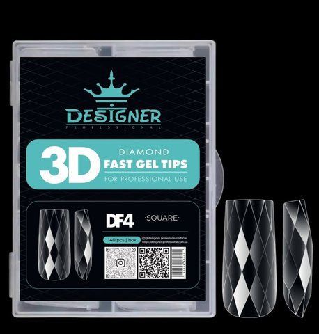 Diamond Fast Gel Tips (DF4 Square) - гелеві типси Дизайнер 120 шт/уп 008617 фото