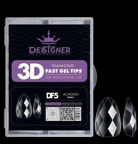 Diamond Fast Gel Tips (DF5 Almond small) - гелеві типси Дизайнер 120 шт/уп 008618 фото