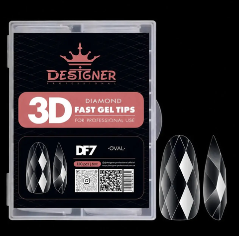Гелеві типси (120шт), Дизайнер 3D Diamond Fast Gel Tips DF7 Oval для нарощування нігтів 008620 фото