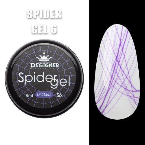 Паутинка Spider Gel (Фиолетовый S6) Дизайнер 8 мл для дизайна и декора ногтей 005757 фото