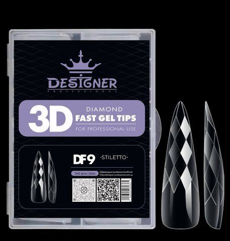Diamond Fast Gel Tips (DF9 Stiletto) - гелеві тіпси Дизайнер 120 шт/уп 008622 фото