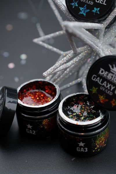 Глітерний гель Galaxy Gel (GA-02) Дизайнер 10 мл з блискітками для декору нігтів 005601 фото