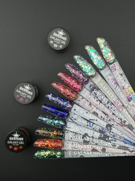 Глітерний гель Galaxy Gel (GA-02) Дизайнер 10 мл з блискітками для декору нігтів 005601 фото