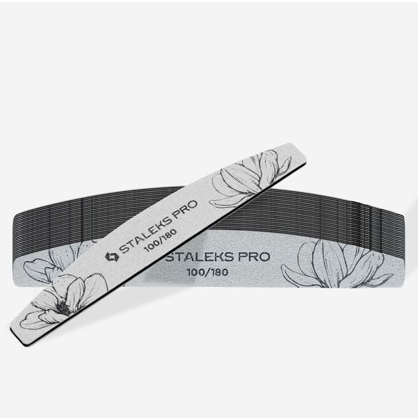 Пилка півмісяць мінеральна Staleks Pro 40, 100/180 грит для корекції форми нігтів, підготовки до покриття 002810 фото