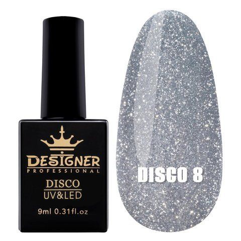 Гель-лак для ногтей Дизайнер Disco Gel Polish светоотражающий №8 9 мл (тёмно-серебряный) 002352 фото