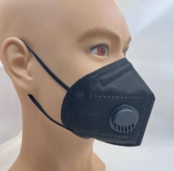 Захисна багаторазова чорна маска-респіратор KN 95 з фільтром - захист від пилу та мікробів 006887 фото