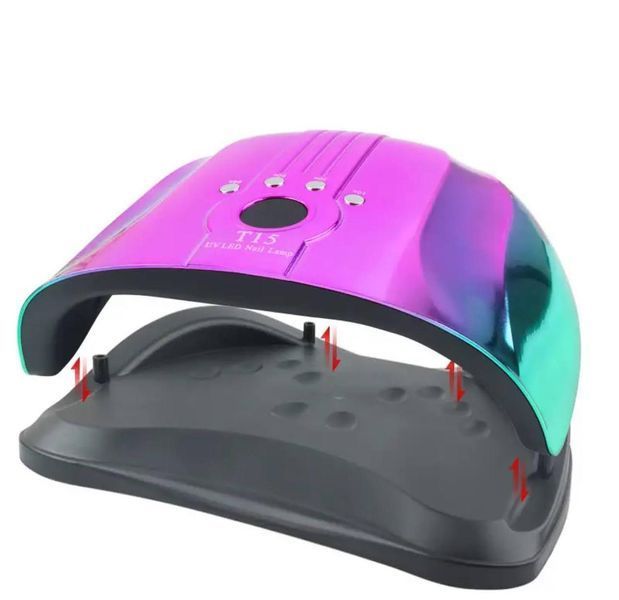 Лампа на две руки T15 Chrom UV/LED 160W (синяя с розовым) с датчиком движения для гель-лака и маникюра 000291 фото