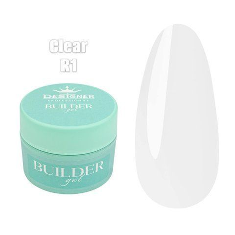 Моделюючий гель Builder Gel Дизайнер (Clear R1, 15 мл) для нарощування та укріплення нігтів 008405 фото