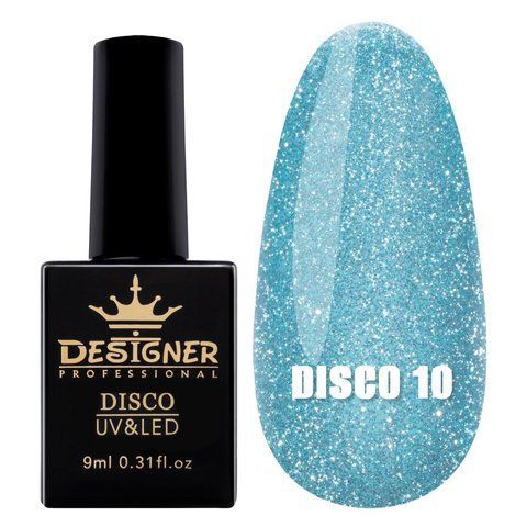 Гель-лак для ногтей Дизайнер Disco Gel Polish светоотражающий №10 9 мл (голубой) 002354 фото