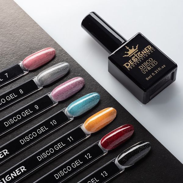 Гель-лак для ногтей Дизайнер Disco Gel Polish светоотражающий №12 9 мл (красный) 002356 фото