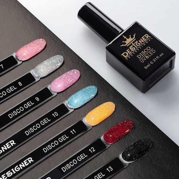Гель-лак для ногтей Дизайнер Disco Gel Polish светоотражающий №13 9 мл (чёрный) 002357 фото